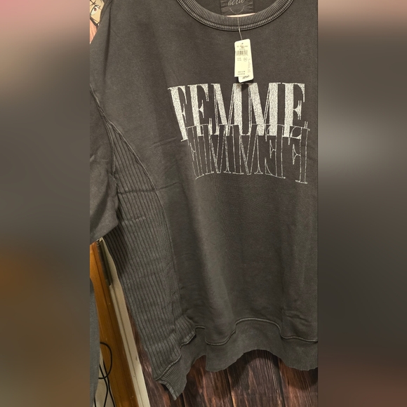Aerie Black Oversized Boho Crew Sweatshirt - Picture 5 of 7